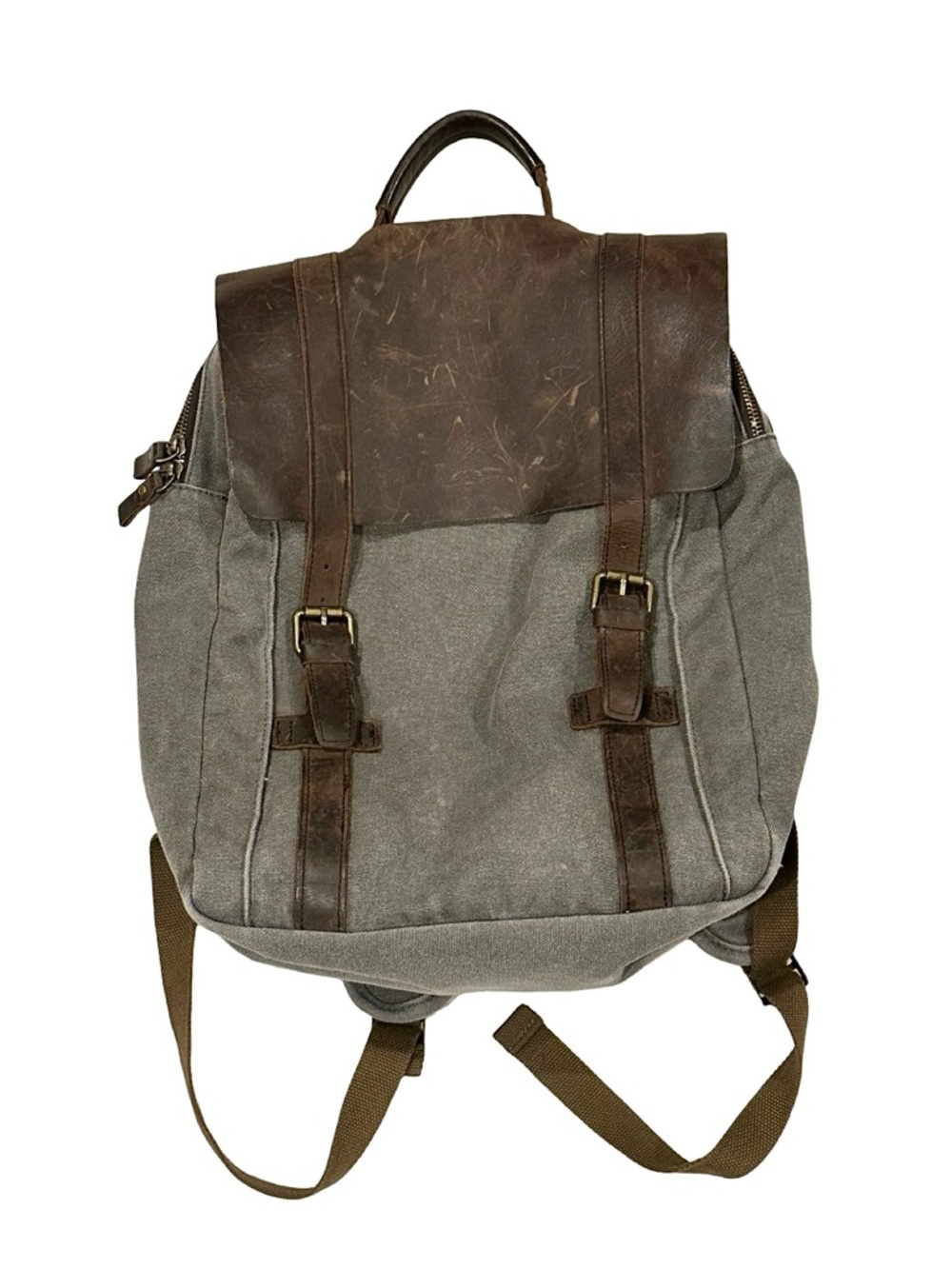 SALE❣️Leather and canvas Backpack - adjustable straps - gently pre loved